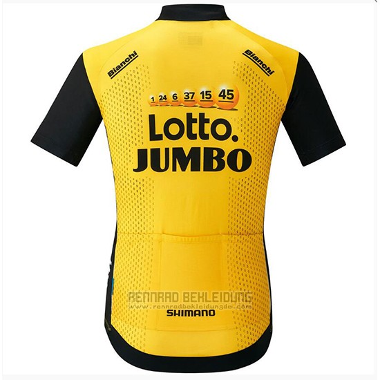 2018 Fahrradbekleidung Lotto NL Jumbo Gelb und Shwarz Trikot Kurzarm und Tragerhose